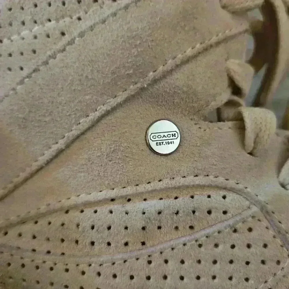 Coach Women's Pale Pink Alexis Suede Hidden Wedge Sneaker  9